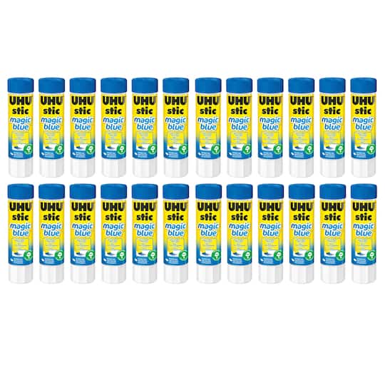 STAEDTLER® 8.2g UHU Stic Magic Blue Dries Clear Glue Sticks, 24ct.